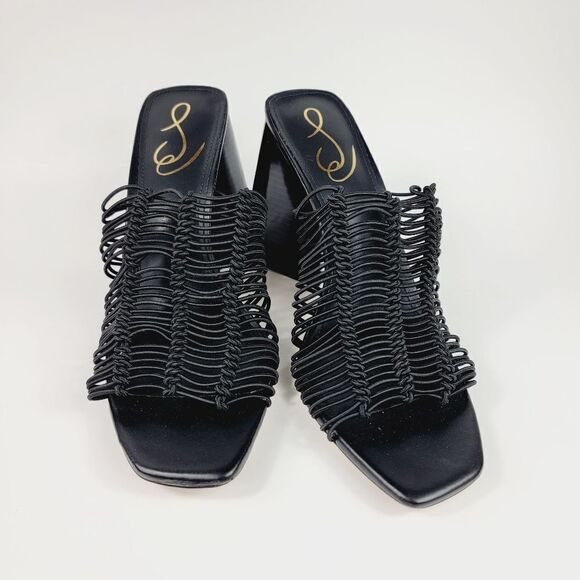 Sam Edelman Laurette Square Toe Black Strappy Block Heels Size 9.5 - Picture 5 of 11